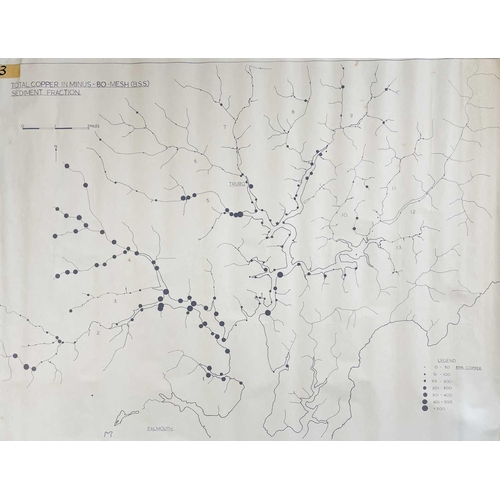 178 - Tin and Copper measurements from the river Fal.  Obtained from panned samples. Three numbered charts... 