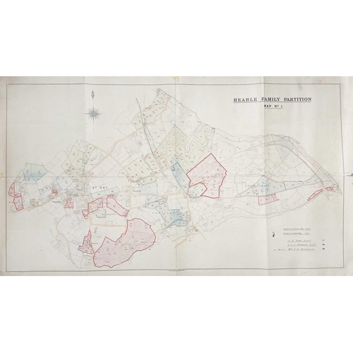 187 - 'Hearle Family Partition Map No.1,' Showing lands divided between F.F.Rodd Esq, J.C.L.Tremayne Esq, ... 