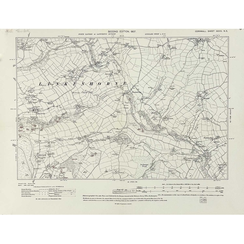 194 - A large collection of OS maps Mostly second edition 1907, some with colour pencil additions from Hoo... 