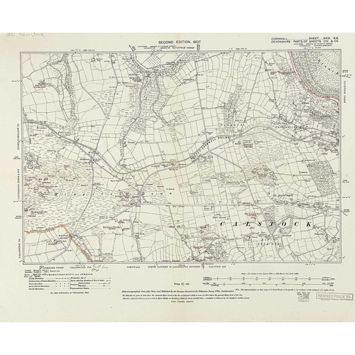 194 - A large collection of OS maps Mostly second edition 1907, some with colour pencil additions from Hoo... 