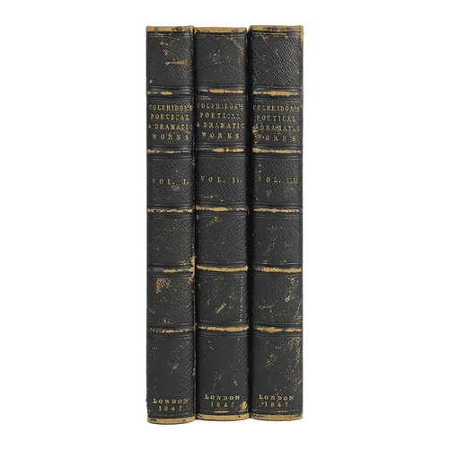 214 - COLERIDGE, S. T. 'The Poetical and Dramatic Works of.....,' Three volumes, full purple leather, rais... 