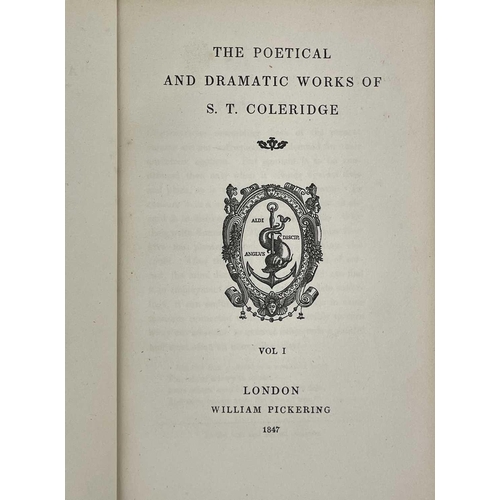 214 - COLERIDGE, S. T. 'The Poetical and Dramatic Works of.....,' Three volumes, full purple leather, rais... 