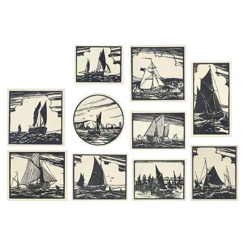 218 - C. A WILKINSON Seven original woodcuts for 'Fishing Boats and Barges' Ramsgate Trawler, 11cm x 14cm;... 