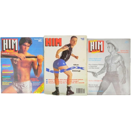 219 - (Homo erotica) Him Thirty five magazines. Pictorial thin card wraps, staple bound, some edge wear bu... 