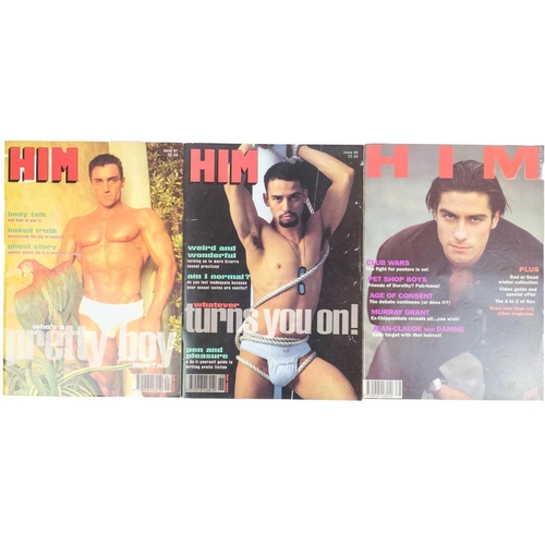 219 - (Homo erotica) Him Thirty five magazines. Pictorial thin card wraps, staple bound, some edge wear bu... 