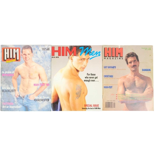 219 - (Homo erotica) Him Thirty five magazines. Pictorial thin card wraps, staple bound, some edge wear bu... 