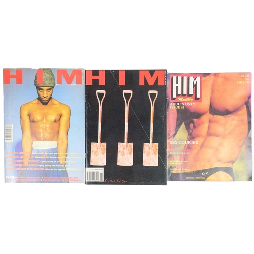 219 - (Homo erotica) Him Thirty five magazines. Pictorial thin card wraps, staple bound, some edge wear bu... 