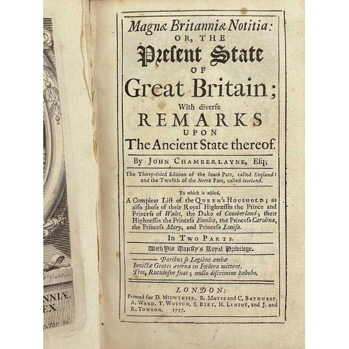 249 - CHAMBERLAYNE, John. 'Magnae Britanniae Notitia: or, the Present State of Great Britain; With divers ... 