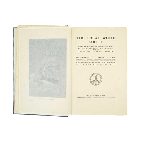 279 - (Antarctic exploration) A small collection of works on Captain Scott. Ponting, Herbert. 'Great White... 