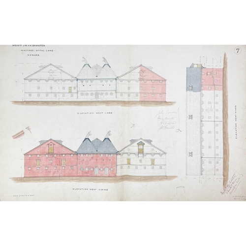 325 - Charles Baily (10 April 1815 – 2 October 1878) Architectural Drawings for JW and H Branston Malthous... 