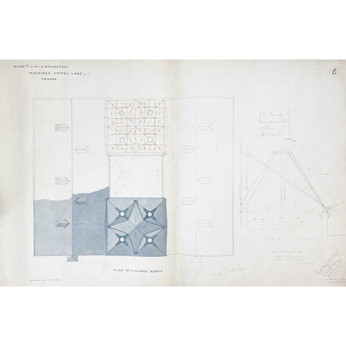 325 - Charles Baily (10 April 1815 – 2 October 1878) Architectural Drawings for JW and H Branston Malthous... 