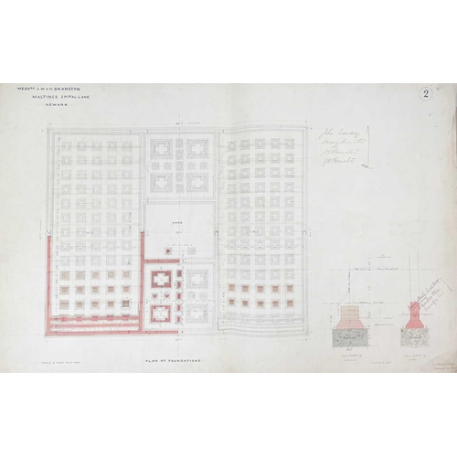 325 - Charles Baily (10 April 1815 – 2 October 1878) Architectural Drawings for JW and H Branston Malthous... 