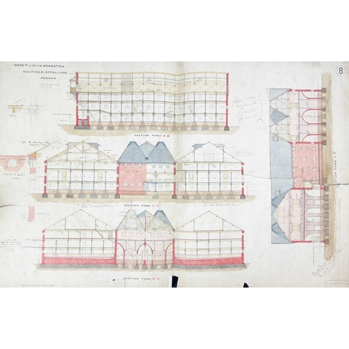 325 - Charles Baily (10 April 1815 – 2 October 1878) Architectural Drawings for JW and H Branston Malthous... 