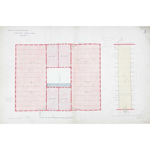 325 - Charles Baily (10 April 1815 – 2 October 1878) Architectural Drawings for JW and H Branston Malthous... 