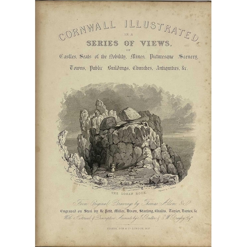 345 - 'Cornwall Illustrated in a Series of Views,' One volume, quarter calf with gilt tooled title to spin... 