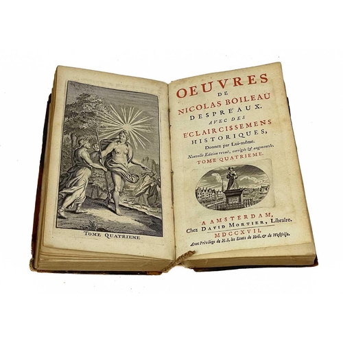 348 - BOILEAU DESPREAUX, Nicolas. 'Oeuvres,' Four volumes, with vols III and IV bound in one, full calf, r... 