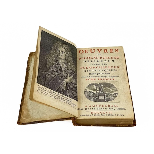 348 - BOILEAU DESPREAUX, Nicolas. 'Oeuvres,' Four volumes, with vols III and IV bound in one, full calf, r... 