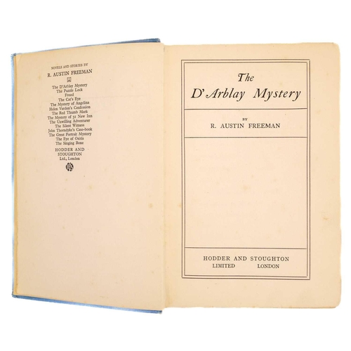 355 - FREEMAN, R. Austin. 'The D'Arblay Mystery,' First edition, original blue cloth with titles stamped i... 