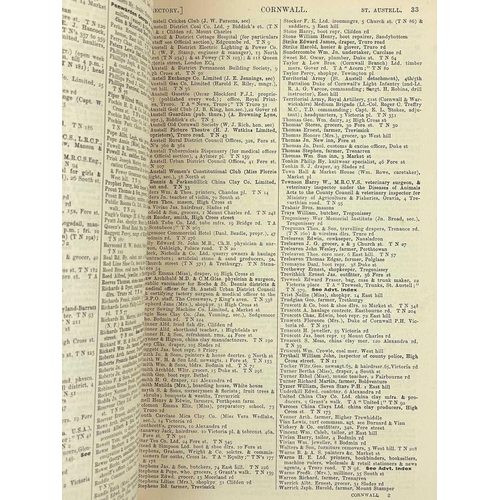 36 - Kelly's Directory of Cornwall Twelve volumes A very useful set, years 1889, 1897, 1893, 1902, 1906, ... 