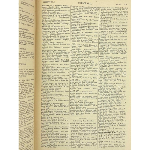 36 - Kelly's Directory of Cornwall Twelve volumes A very useful set, years 1889, 1897, 1893, 1902, 1906, ... 