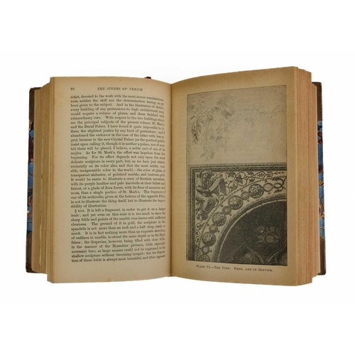 391 - RUSKIN, John. 'The Stones of Venice,' Three volumes bound in one, half polished calf with marbled bo... 