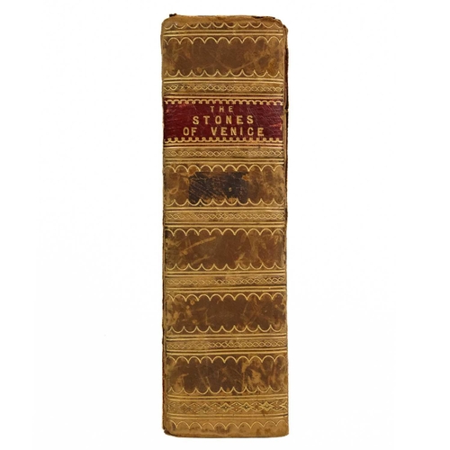 391 - RUSKIN, John. 'The Stones of Venice,' Three volumes bound in one, half polished calf with marbled bo... 