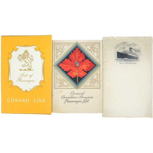 408 - 'Cunard' menus. A singular collection of over thirty Dinner and Lunch menus, mostly from the 50's an... 