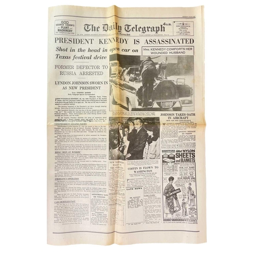 411 - Mid-century newspapers with world-changing headlines The Daily Telegraph newspapers, including: Frid... 