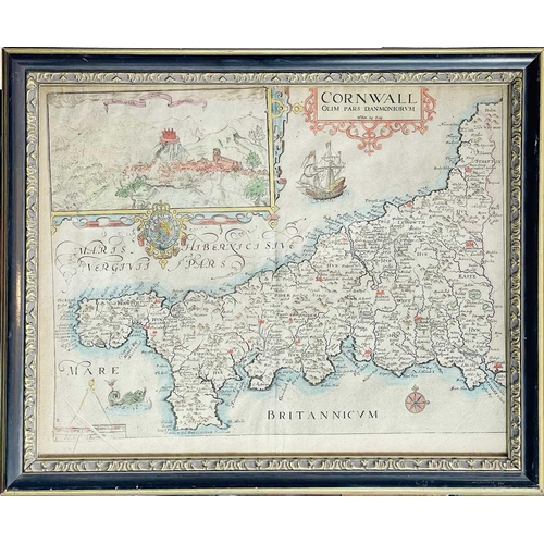 422 - Cornwall. Saxton (Christopher & Kip William) Cornwall olim pars Danmoniorum, 1637 Hand-coloured engr... 