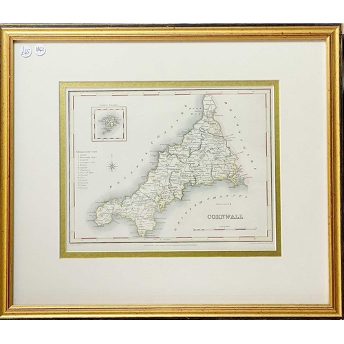 424 - 'Bowles's New Medium Map of Cornwall,' Vignette text and engraving of the Isles of Scilly, toning, f... 