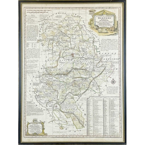 433 - BOWEN, E An Accurate Map Of The County of Bedford, c.1750 Divided into its Hundreds, engraved cartou... 