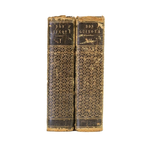 445 - T. Smollett (trans). 'The History and Adventures of the Renowned Don Quixote,' Two volumes, half lea... 