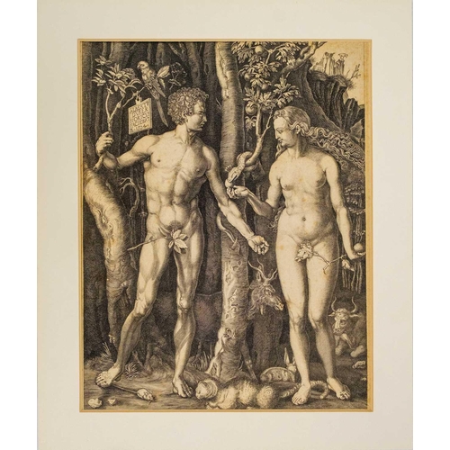 456 - Albrecht DÜRER (1471-1528), Adam and Eve Copper plate engraving depicting Adam and Eve before the fa... 