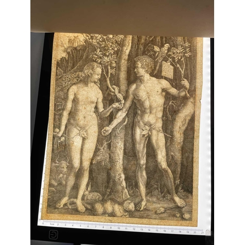 456 - Albrecht DÜRER (1471-1528), Adam and Eve Copper plate engraving depicting Adam and Eve before the fa... 