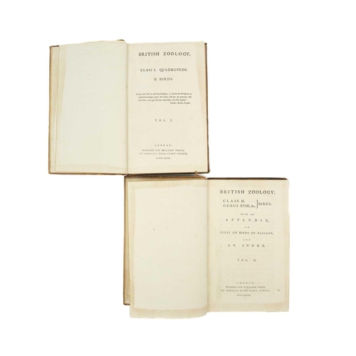 458 - (Thomas Pennant) Pennant's British Zoology Two volumes. Full polished calf, cellophane repair to fro... 