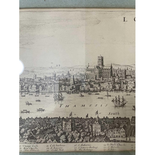 472 - MERIAN, Matthew 17th century copper engraved panorama of the Thames From Neuwe Archontologia Cosmica... 