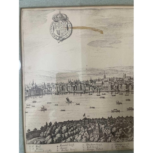 472 - MERIAN, Matthew 17th century copper engraved panorama of the Thames From Neuwe Archontologia Cosmica... 