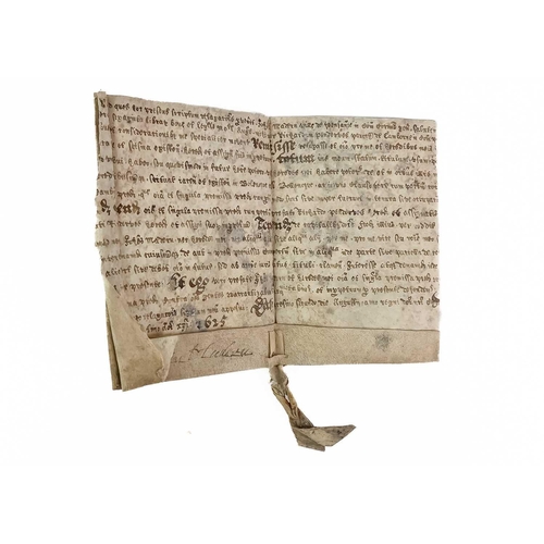 475 - Bolenowe. Elizabethan vellum indenture Lands in Balenowe, Barepperr. Parties Hanibal Nangelyn of Gul... 