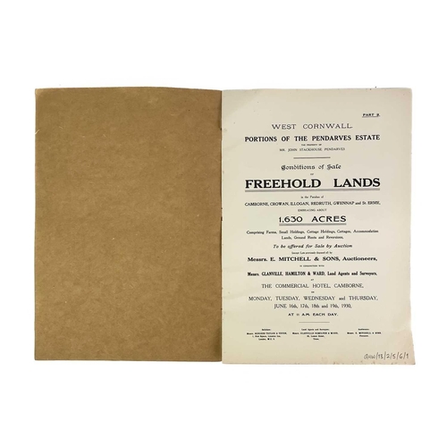 478 - Auction Sale 'Portions of Pendarves Estate of Mr. John Stackhouse Pendarves. 1930,' Part II, printed... 