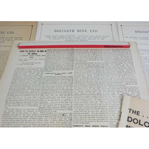 48 - Dolcoath Mine, Ltd. Eight reports reprinted from The Mining World, Gresham House, London, 1909-1919.... 