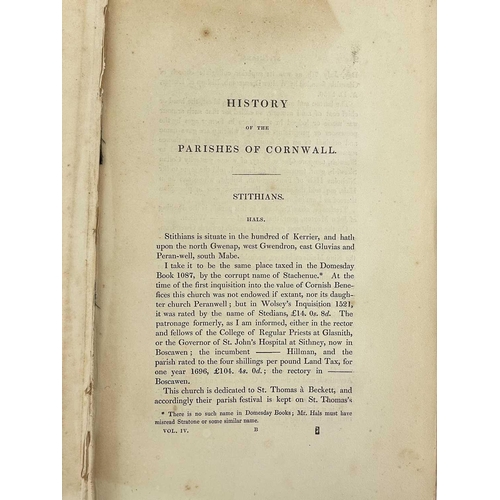 5 - GILBERT, Davies 'The Parochial History of Cornwall. Founded on the Manuscript Histories of Mr Hals a... 