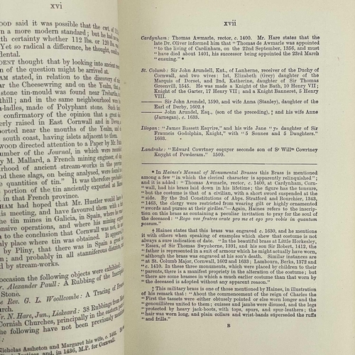 502 - THE ROYAL INSTITUTION OF CORNWALL JOURNALS Vols III & XVI 1868-1870 & 1874-76; bound in dark-green h... 