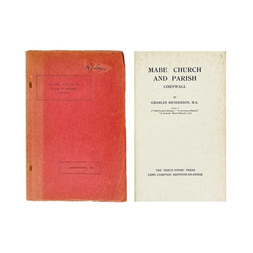 7 - HENDERSON, Charles. 'Mabe Church and Parish,' Original red thin card wraps, staple bound, five plate... 