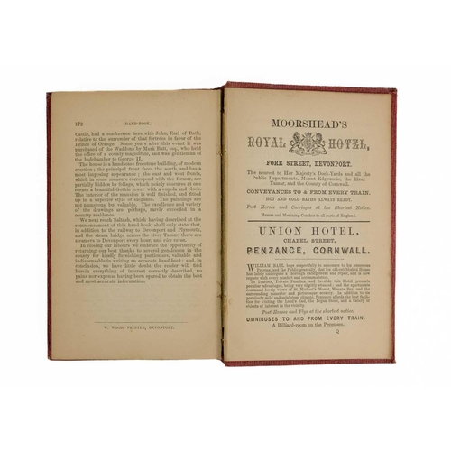 74 - 'Wood's Hand-Book to Cornwall, with Map and Illustrations,' Original embossed red cloth with a brigh... 