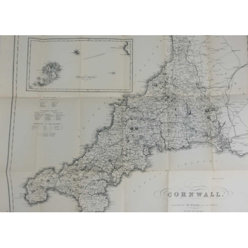 74 - 'Wood's Hand-Book to Cornwall, with Map and Illustrations,' Original embossed red cloth with a brigh... 