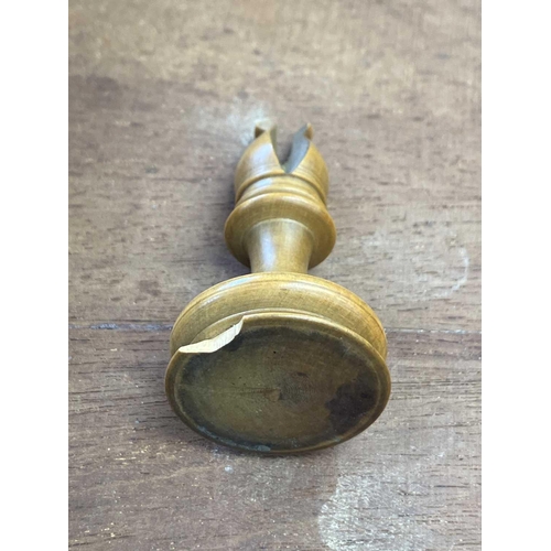 130 - An ebony and boxwood Staunton pattern chess set. Height of king 8.5cm, together with a folding chess... 