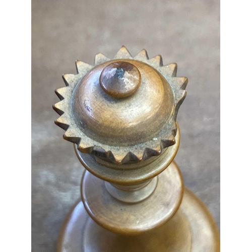 130 - An ebony and boxwood Staunton pattern chess set. Height of king 8.5cm, together with a folding chess... 