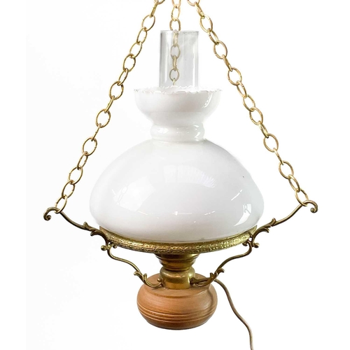 134 - A Victorian style electric hanging lamp. Height 48cm together with a German pottery musical stein. (... 
