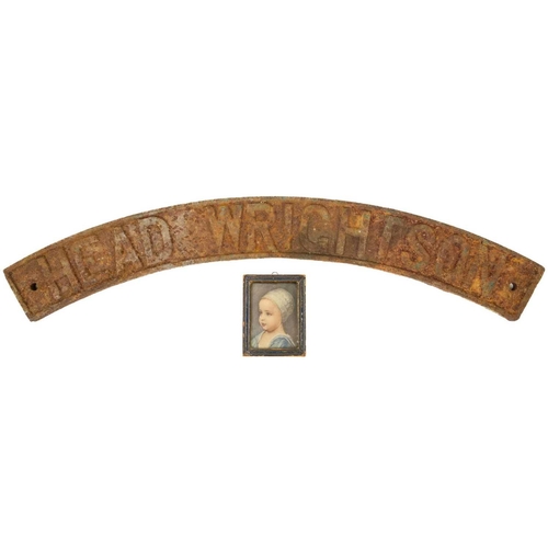 138 - A cast iron Head Wrightson sign. Head Wrightson, an industrial firm founded in 1840 in Thornaby-on-T... 