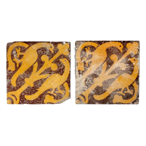 141 - William Godwin. Two encaustic tiles from the restoration of the Houses of Parliament. The property o... 